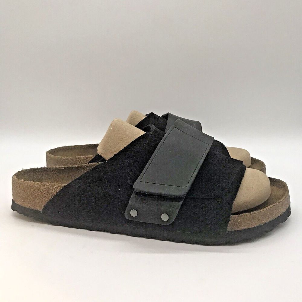 Birkenstock Kyoto Wide Strap Slide Sandals Black Suede Men's EU 44 - US 11-11.5